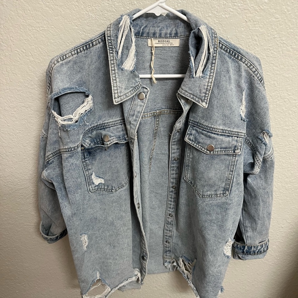 Redial Distressed Denim Jacket Small